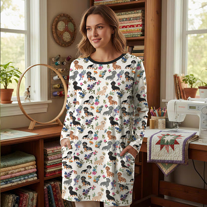 Dachshund Long Sleeve Tunic Dachshund In Bloom