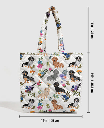 Dachshund Quilted Tote Bag Dachshund In Bloom