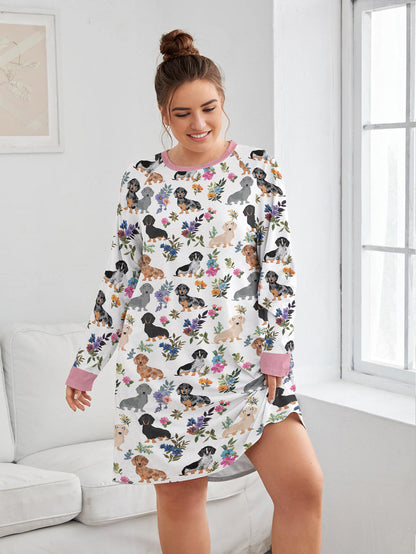 Dachshund Lover Raglan Dress Dachshund In Bloom