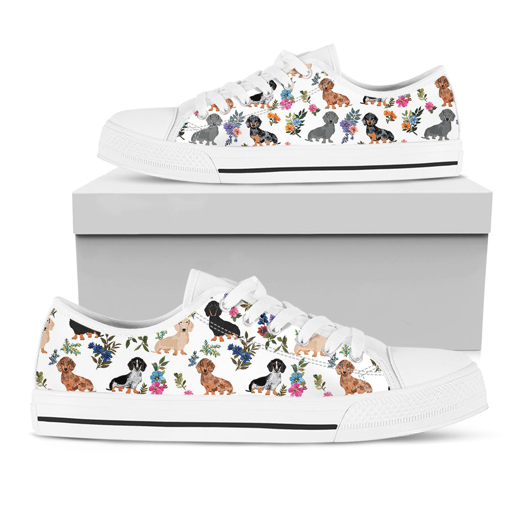Dachshund Women's Low Top Shoes Dachshund In Bloom
