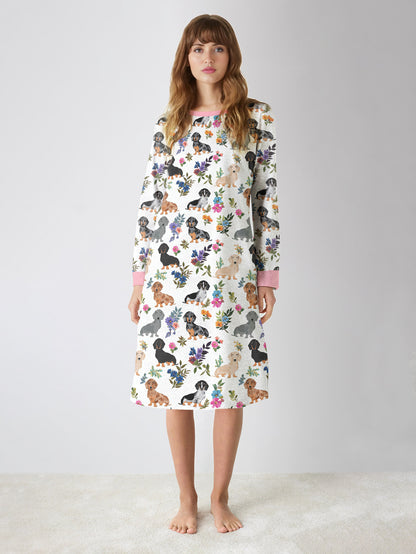 Dachshund Lover Raglan Dress Dachshund In Bloom