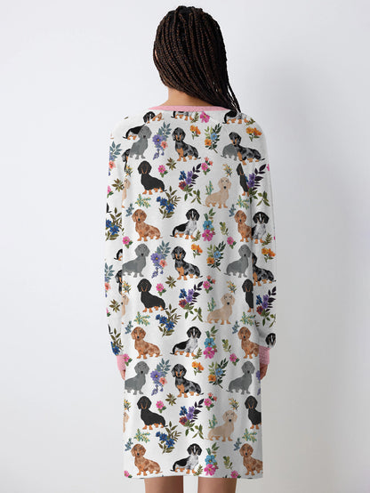 Dachshund Lover Raglan Dress Dachshund In Bloom