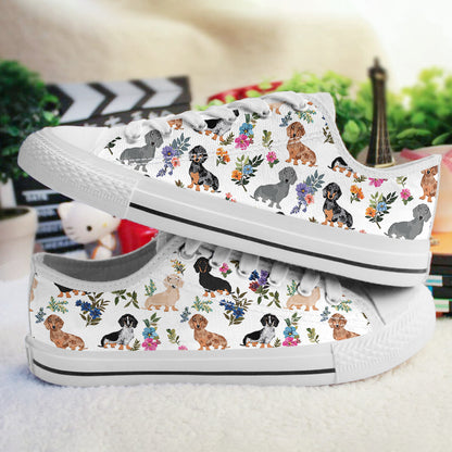 Dachshund Women's Low Top Shoes Dachshund In Bloom