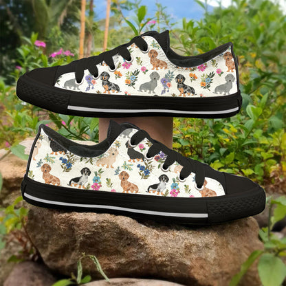 Dachshund Women's Low Top Shoes Dachshund In Bloom