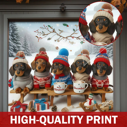 Christmas Garage Door Banner Decoration -  Dachshund Through the Snow