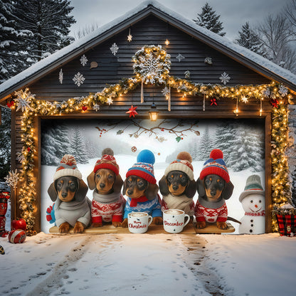 Christmas Garage Door Banner Decoration -  Dachshund Through the Snow