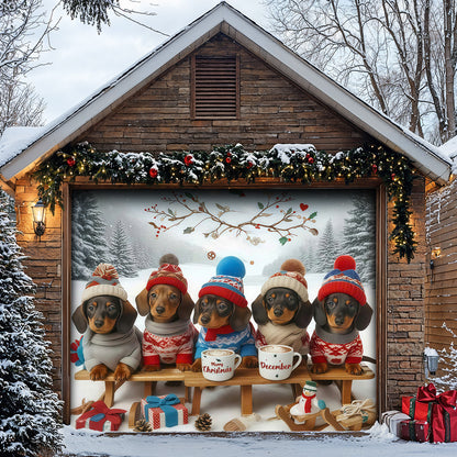 Christmas Garage Door Banner Decoration -  Dachshund Through the Snow