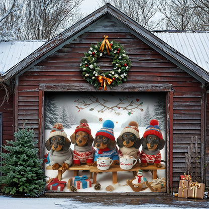 Christmas Garage Door Banner Decoration -  Dachshund Through the Snow