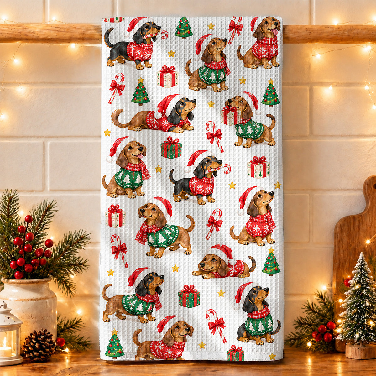 Dachshund Kitchen Towel Merry Little Doxies