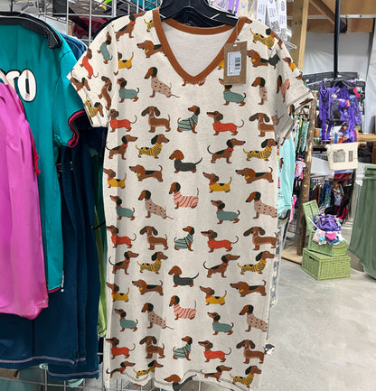 Dachshund V-neck Nightshirt Trendy Pup