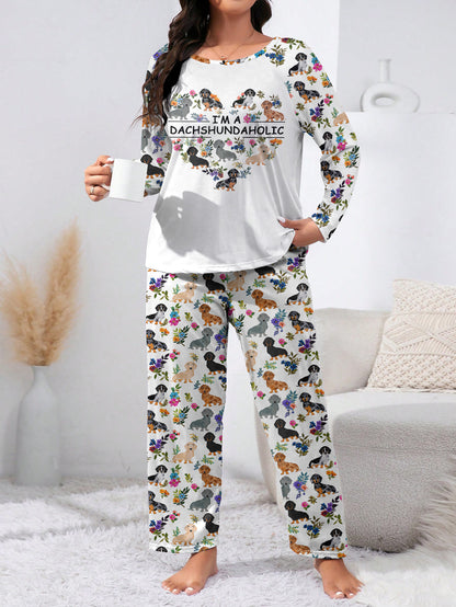 Dachshund Raglan Lounge Pajamas I'm A Dachshundaholic