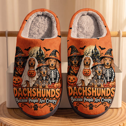 Dachshund Fleece Lined Slippers Dachshund Spooky Night