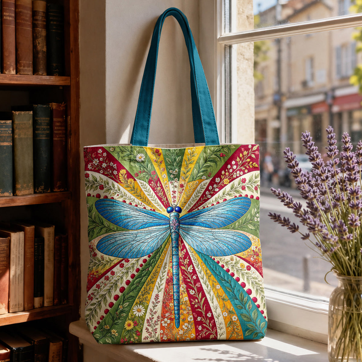 Dragonfly Lover Canvas Tote Bag Dragonfly Halo