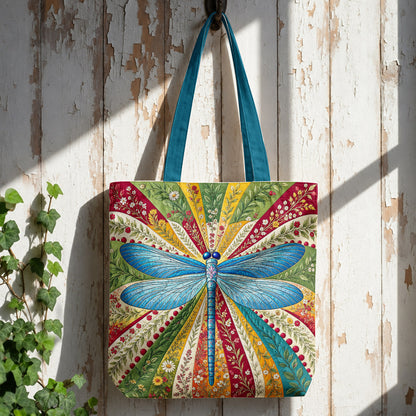 Dragonfly Lover Canvas Tote Bag Dragonfly Halo