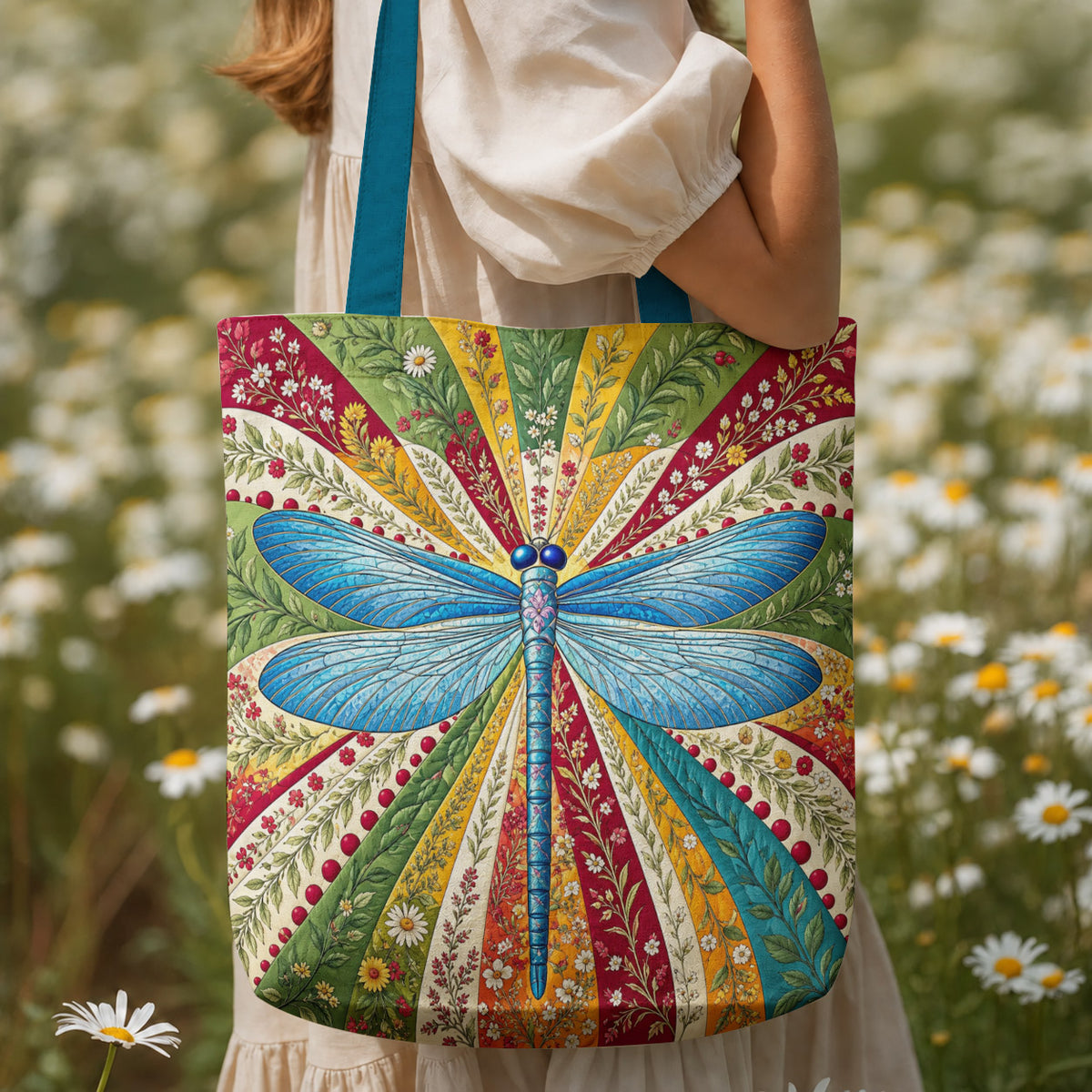 Dragonfly Lover Canvas Tote Bag Dragonfly Halo