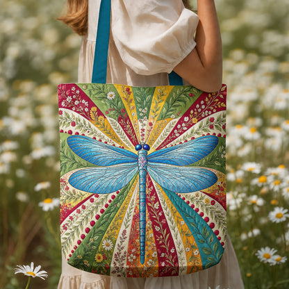 Dragonfly Lover Canvas Tote Bag Dragonfly Halo