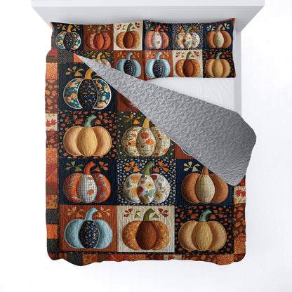 Halloween 2D Print All Season 3-Piece Quilt Set Dreamy Pumpkin Patch