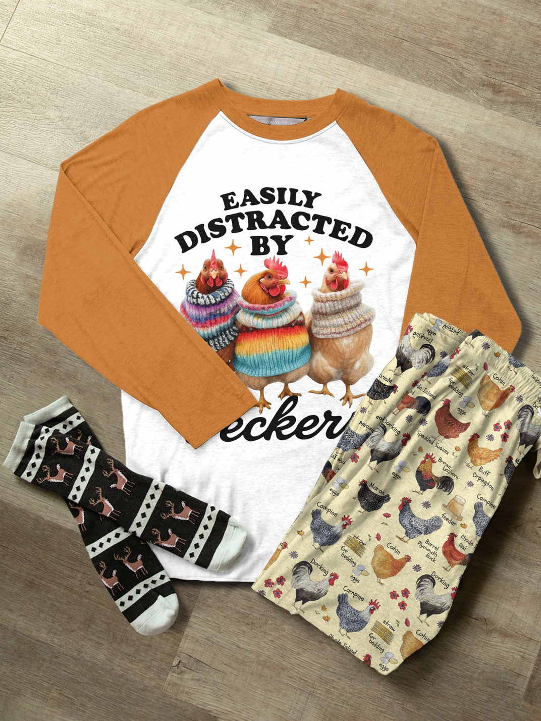 Chicken Raglan Lounge Pajamas Easily Distracted By Perkers