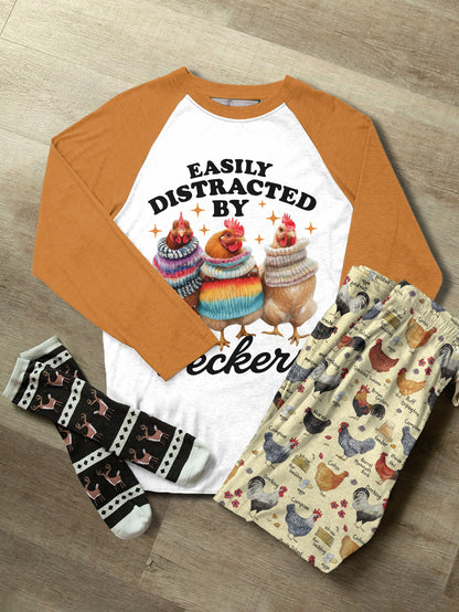 Chicken Raglan Lounge Pajamas Easily Distracted By Perkers