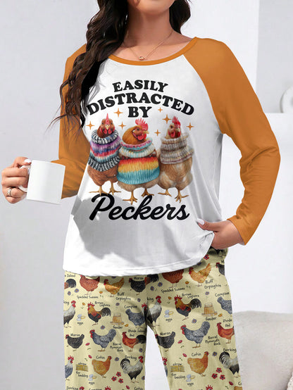 Chicken Raglan Lounge Pajamas Easily Distracted By Perkers