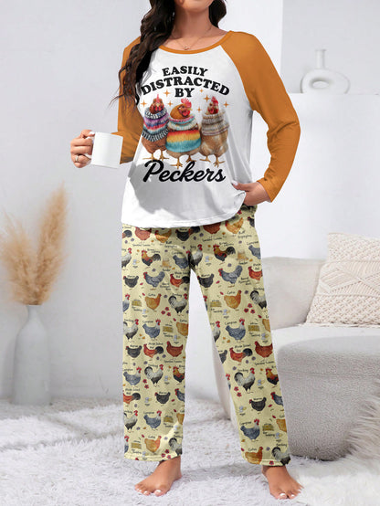 Chicken Raglan Lounge Pajamas Easily Distracted By Perkers