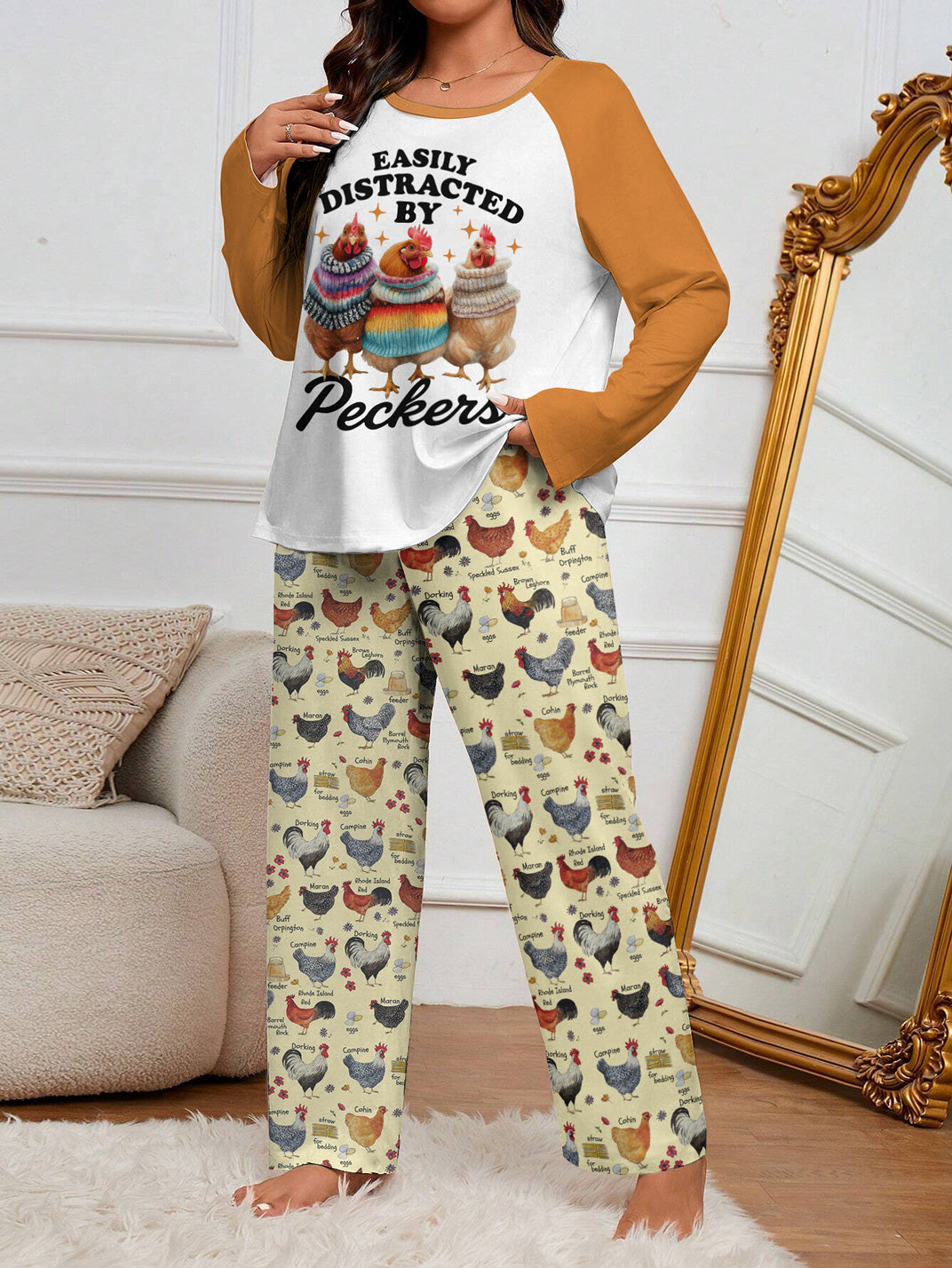 Chicken Raglan Lounge Pajamas Easily Distracted By Perkers