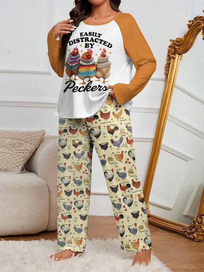 Chicken Raglan Lounge Pajamas Easily Distracted By Perkers