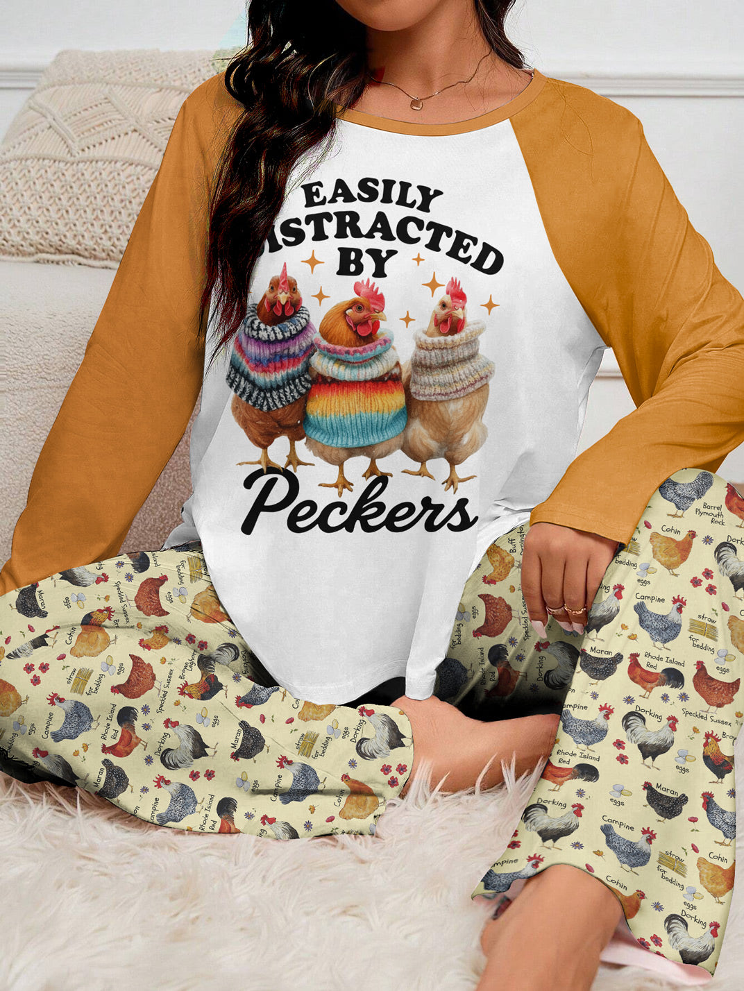 Chicken Raglan Lounge Pajamas Easily Distracted By Perkers