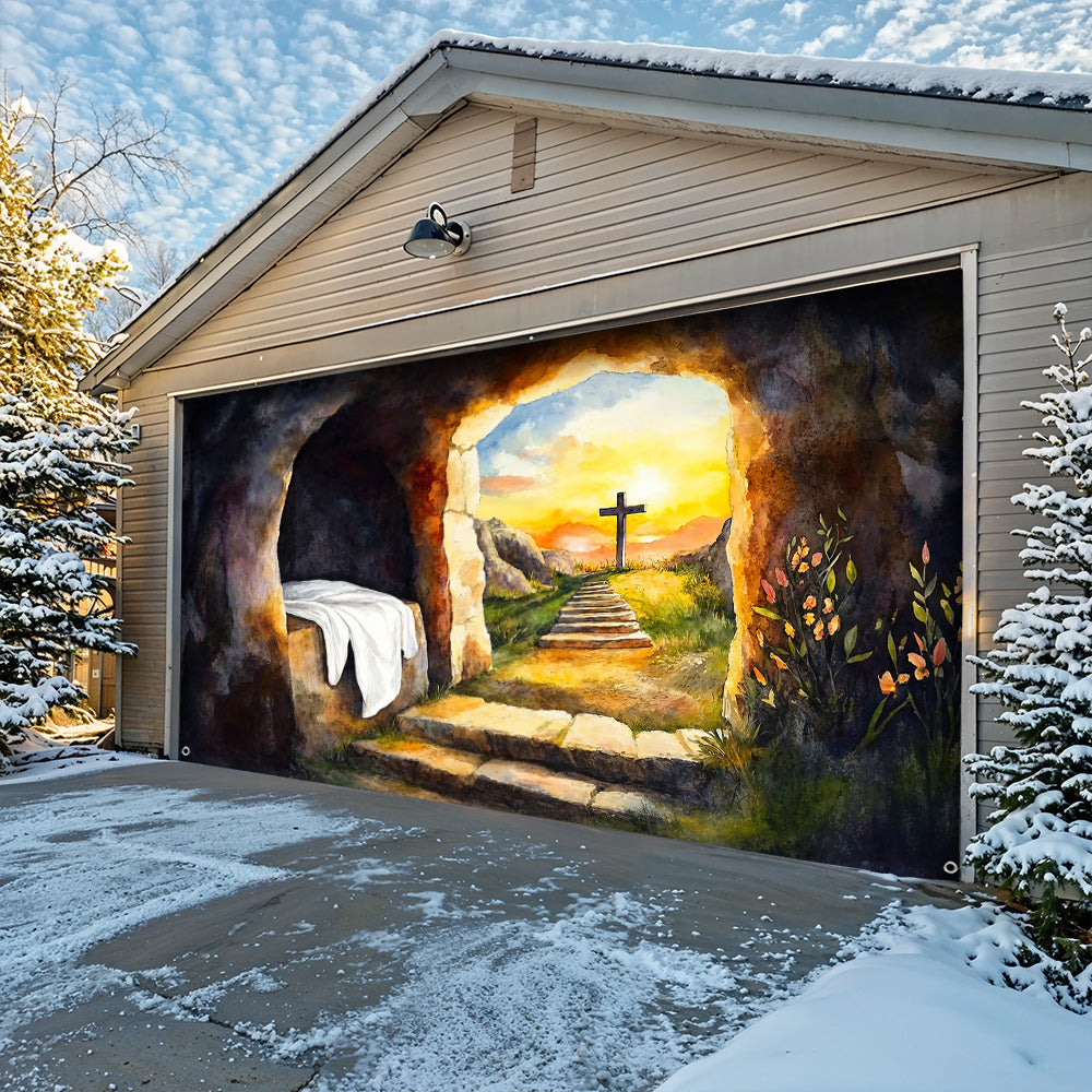 Christian Easter Garage Door Banner Decoration - Easter's First Light
