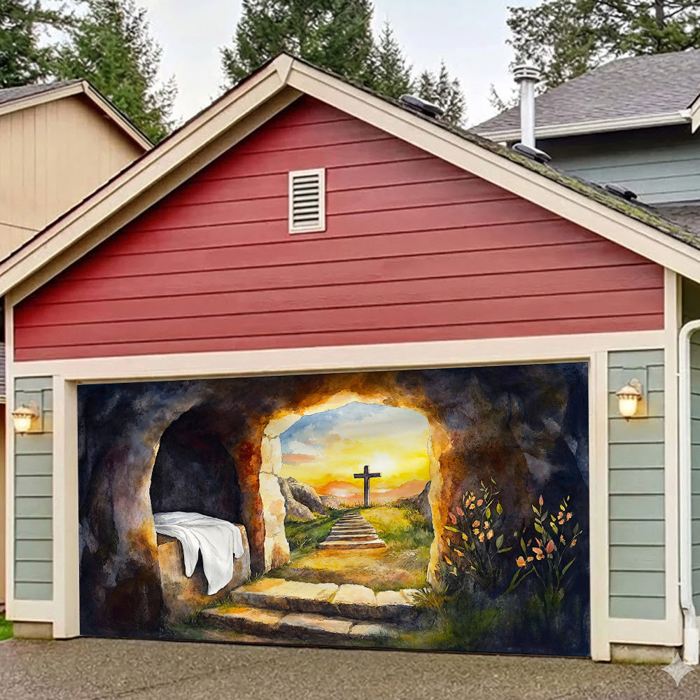 Christian Easter Garage Door Banner Decoration - Easter's First Light