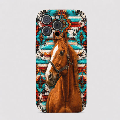 Horse Lovers Leather Phone Case Elegant Native Horse - Beige