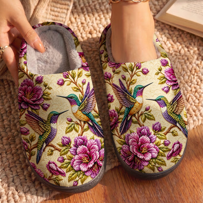 Hummingbird Fleece Lined Slippers Enchanted Nectar