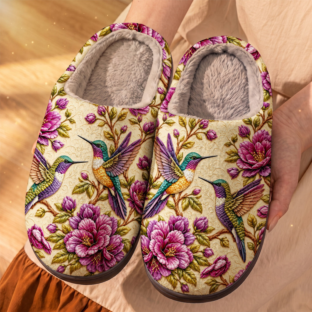 Hummingbird Fleece Lined Slippers Enchanted Nectar