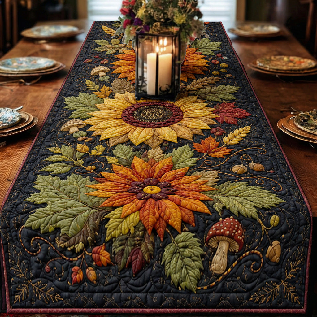 Autumn Vibes Quilted Table Runner Enchanted Woodland Blooms
