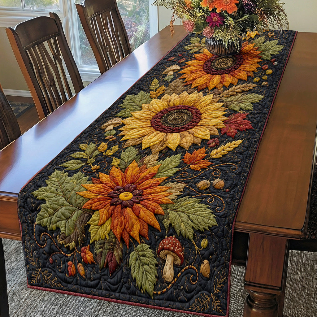 Autumn Vibes Quilted Table Runner Enchanted Woodland Blooms