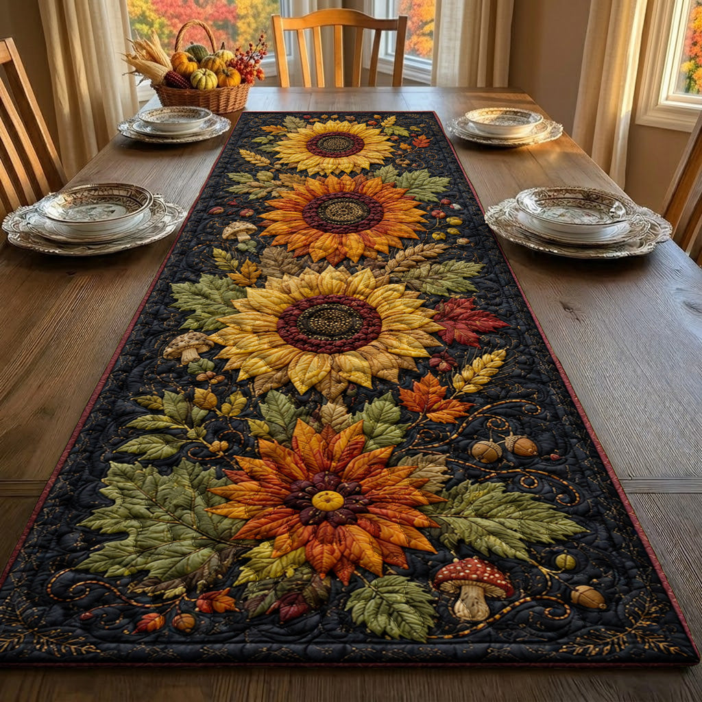 Autumn Vibes Quilted Table Runner Enchanted Woodland Blooms