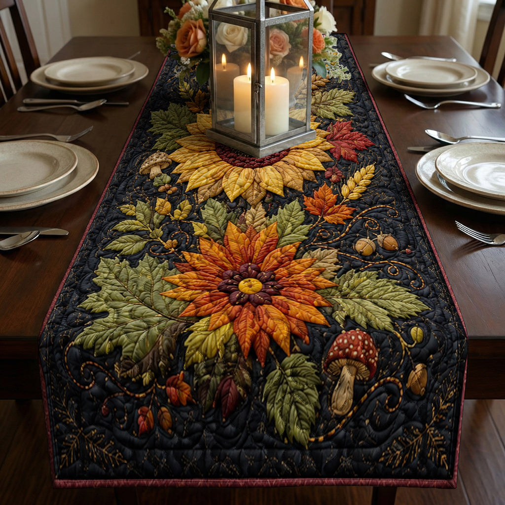 Autumn Vibes Quilted Table Runner Enchanted Woodland Blooms