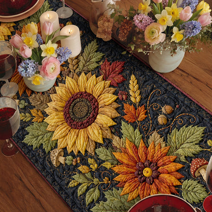 Autumn Vibes Quilted Table Runner Enchanted Woodland Blooms