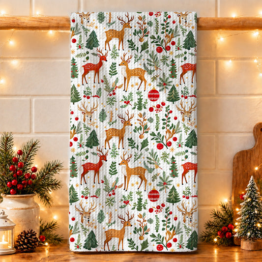 Christmas Kitchen Towel Enchanted Deer Meadow