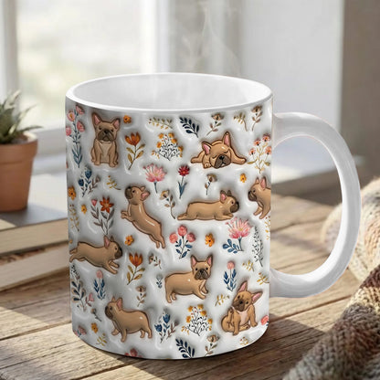 French Bulldog Ceramic Mug Happy Field Flowers
