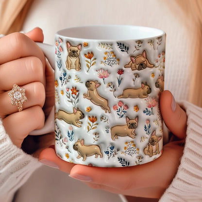 French Bulldog Ceramic Mug Happy Field Flowers