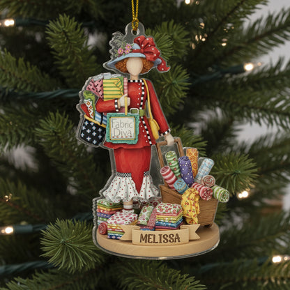 Sewing Lovers 2D Acrylic Ornament Fabric Diva Personalized