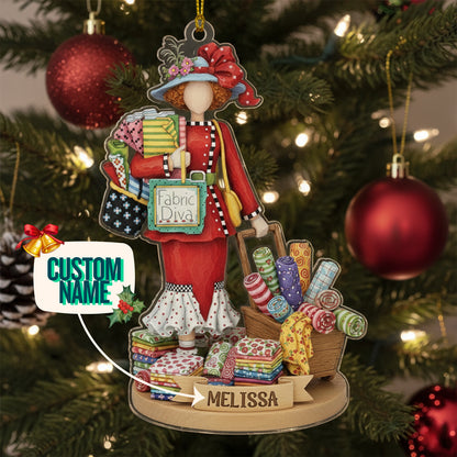 Sewing Lovers 2D Acrylic Ornament Fabric Diva Personalized