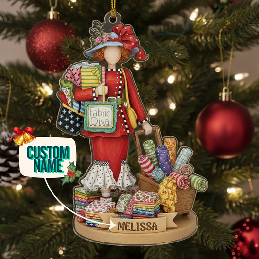 Sewing Lovers 2D Acrylic Ornament Fabric Diva Personalized