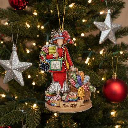Sewing Lovers 2D Acrylic Ornament Fabric Diva Personalized