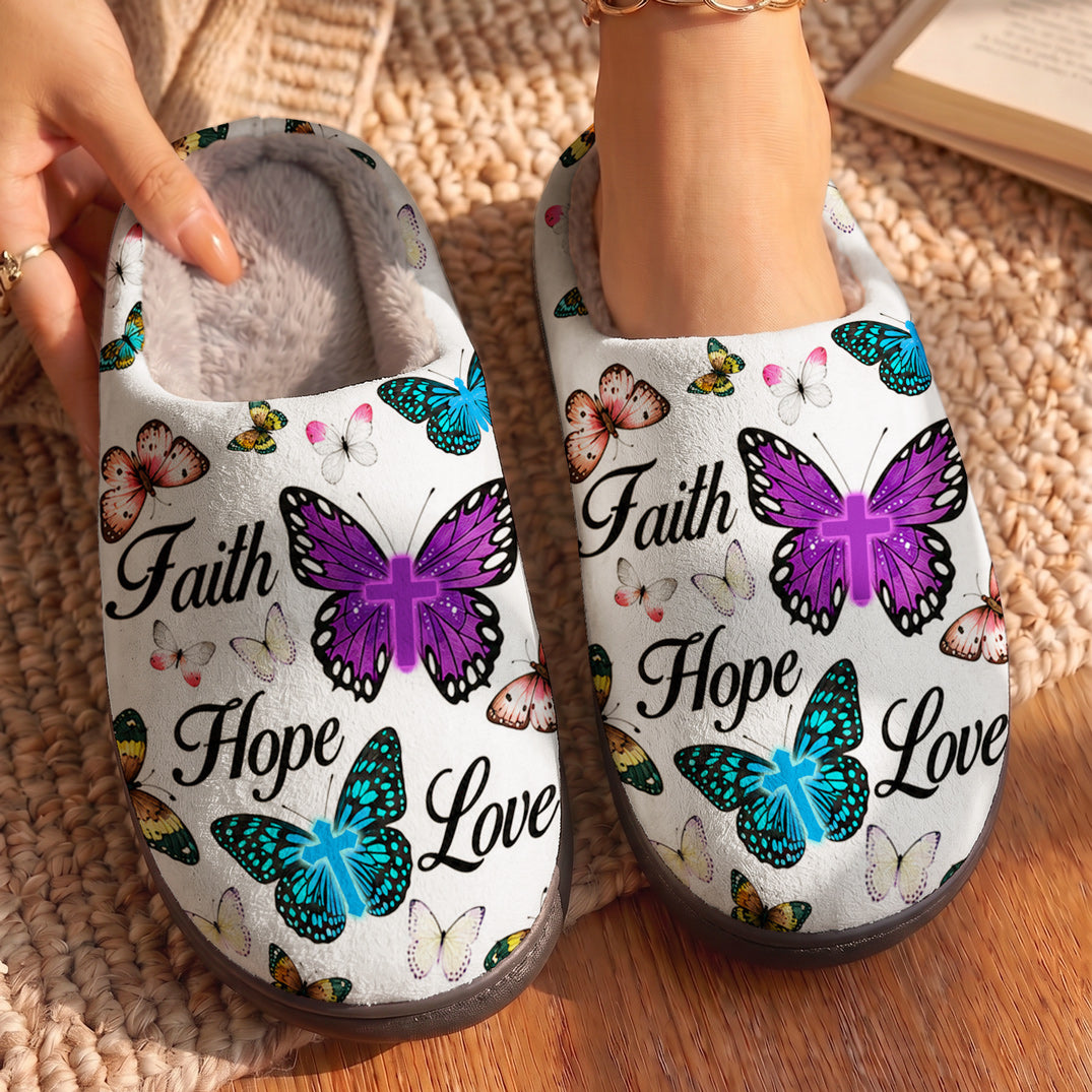 God Fleece Lined Slippers Walking By Faith