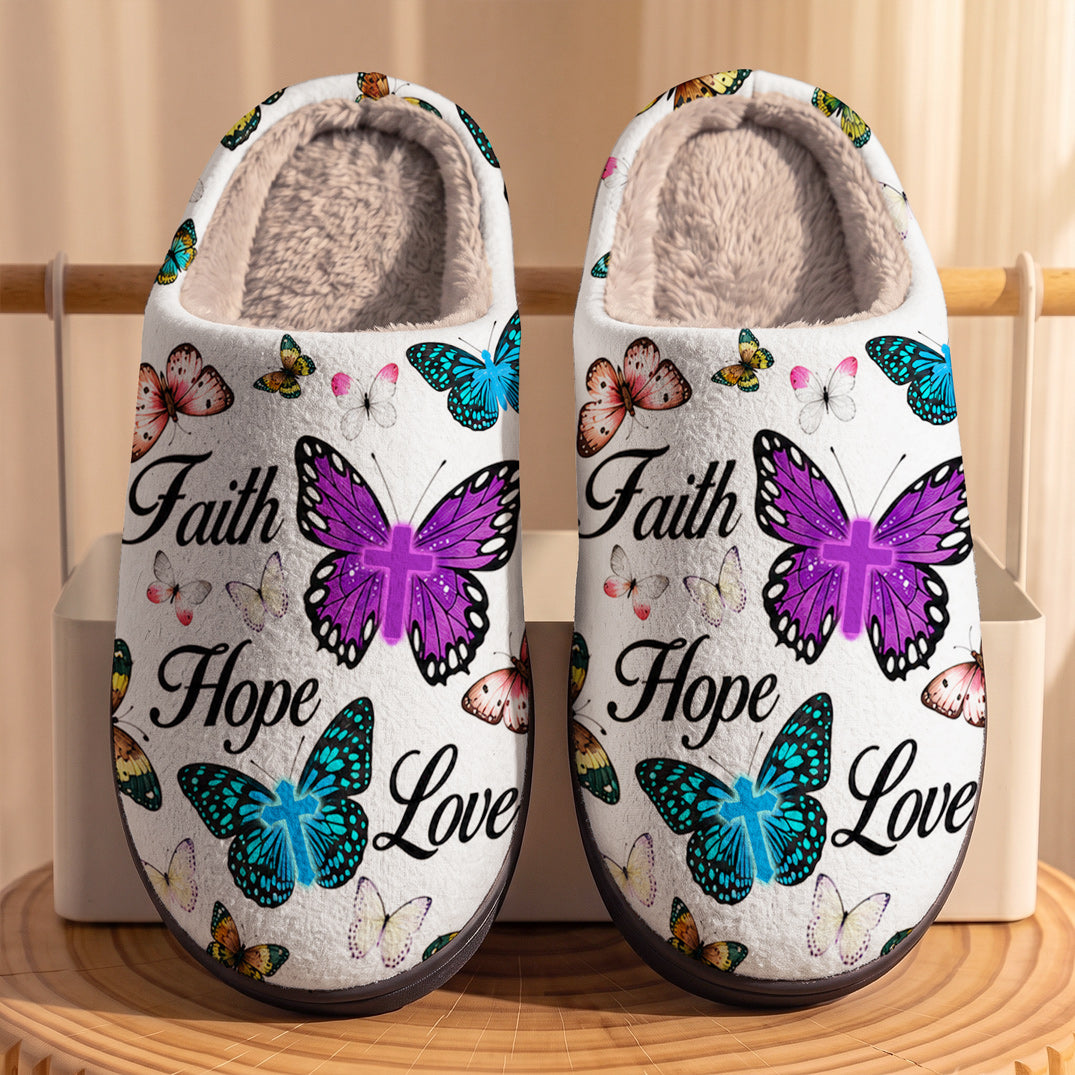 God Fleece Lined Slippers Walking By Faith
