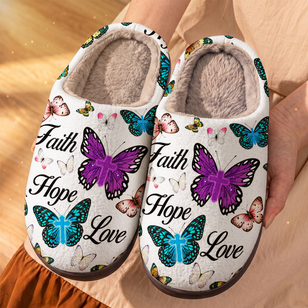 God Fleece Lined Slippers Walking By Faith