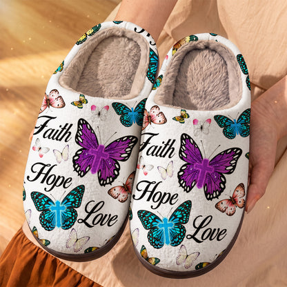 God Fleece Lined Slippers Walking By Faith