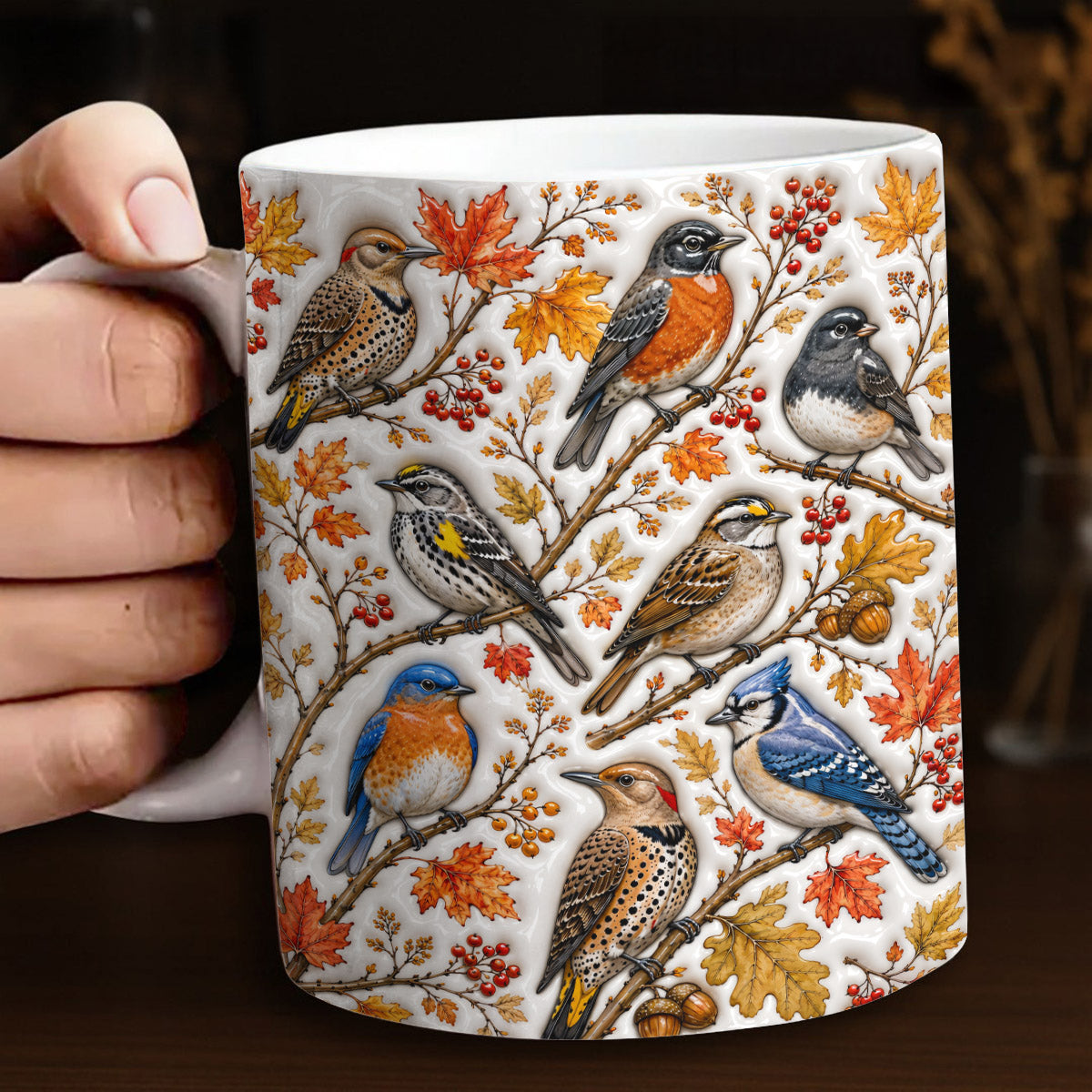 Bird Lovers Ceramic Mug Fall Backyard Garden